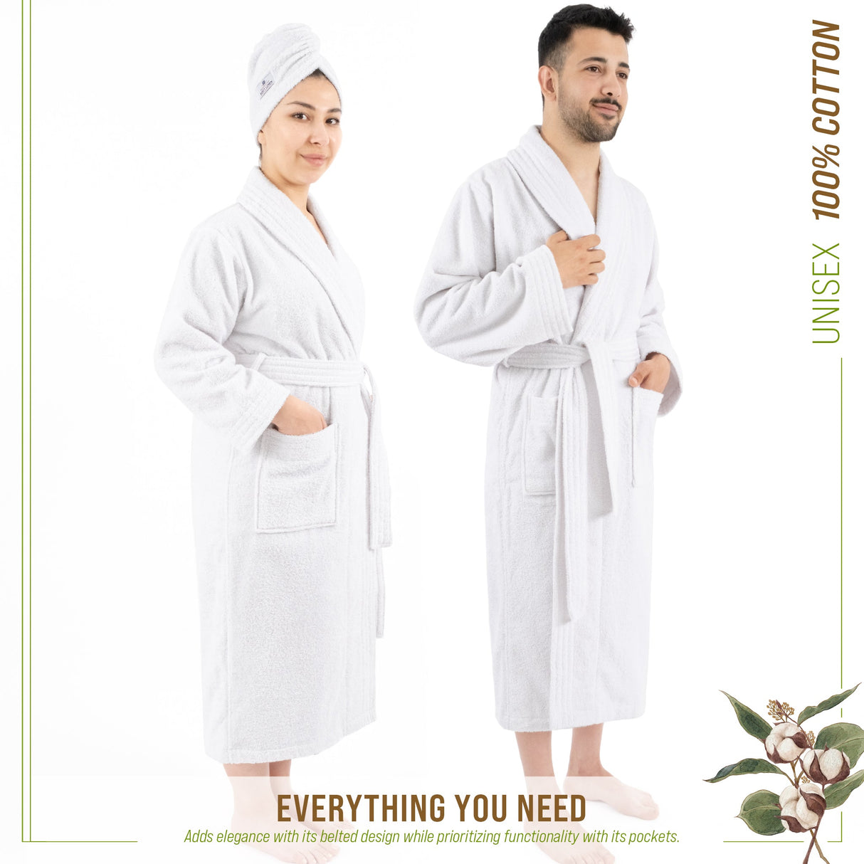 American Soft Linen, 100% Cotton Robes for Women and Men, Soft Lightweight Unisex Couple Turkish Bathrobes Wholesale From American Soft Linen