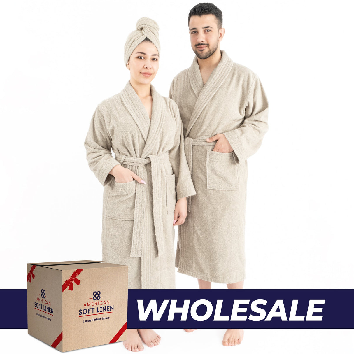 American Soft Linen, 100% Cotton Robes for Women and Men, Soft Lightweight Unisex Couple Turkish Bathrobes Wholesale From American Soft Linen