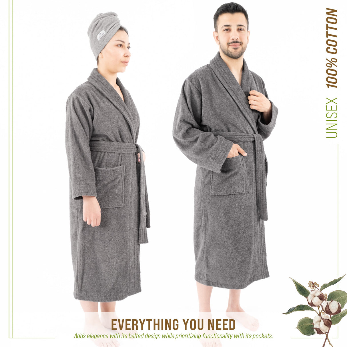 American Soft Linen, 100% Cotton Robes for Women and Men, Soft Lightweight Unisex Couple Turkish Bathrobes Wholesale From American Soft Linen
