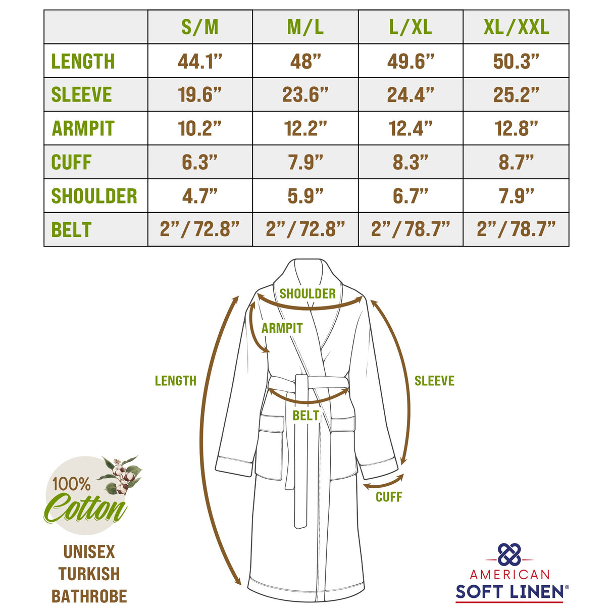 American Soft Linen, 100% Cotton Robes for Women and Men, Soft Lightweight Unisex Couple Turkish Bathrobes Wholesale From American Soft Linen