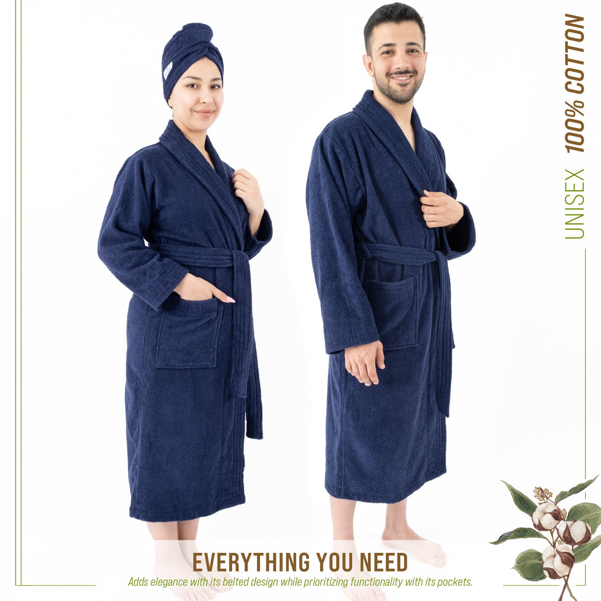 American Soft Linen, 100% Cotton Robes for Women and Men, Soft Lightweight Unisex Couple Turkish Bathrobes Wholesale From American Soft Linen