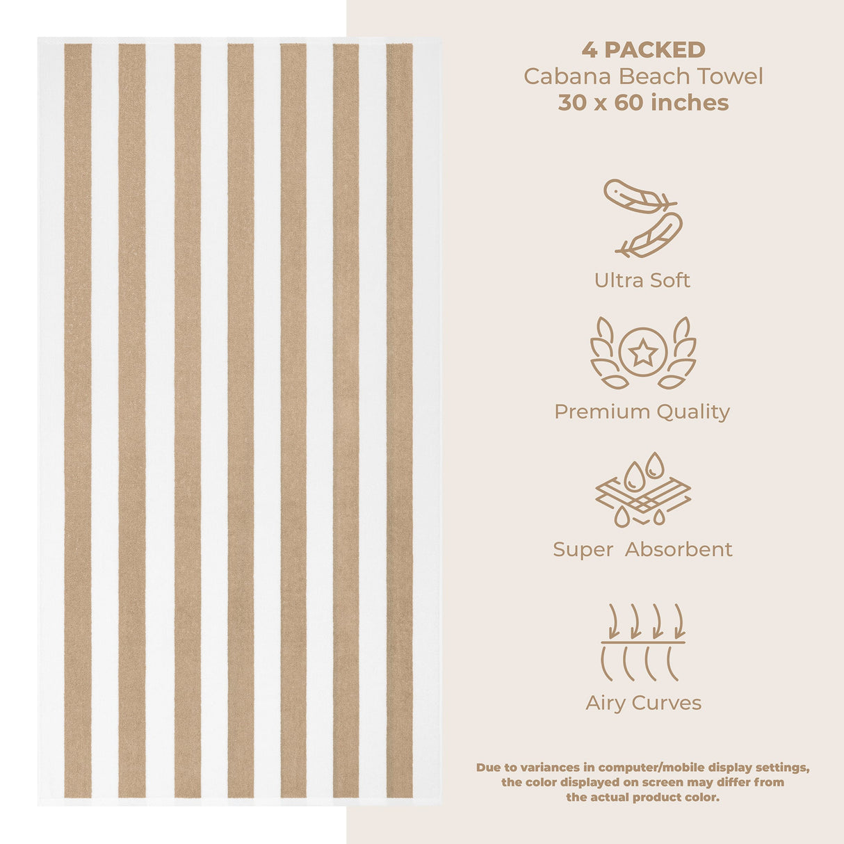 American Soft Linen, Premium Cotton 4 Pack Beach Towels, 30" x 60" Cabana Striped Pool Towels From American Soft Linen