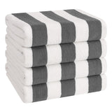 American Soft Linen, Premium Cotton 4 Pack Beach Towels, 30" x 60" Cabana Striped Pool Towels From American Soft Linen