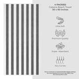 American Soft Linen, Premium Cotton 4 Pack Beach Towels, 30" x 60" Cabana Striped Pool Towels From American Soft Linen
