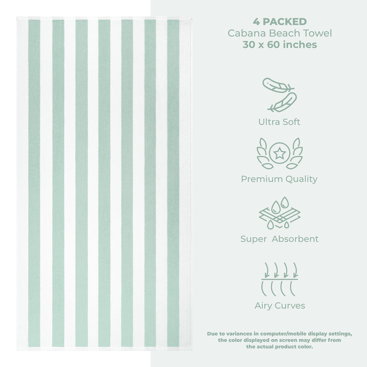 American Soft Linen, Premium Cotton 4 Pack Beach Towels, 30" x 60" Cabana Striped Pool Towels From American Soft Linen