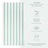 American Soft Linen, Premium Cotton 4 Pack Beach Towels, 30" x 60" Cabana Striped Pool Towels From American Soft Linen