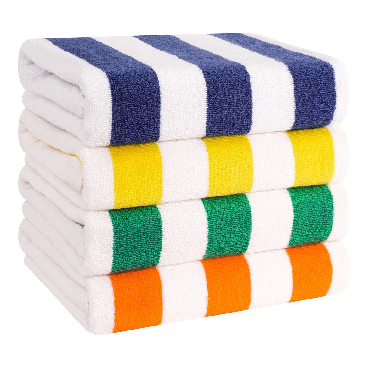 American Soft Linen, Premium Cotton 4 Pack Beach Towels, 30" x 60" Cabana Striped Pool Towels From American Soft Linen