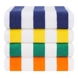 American Soft Linen, Premium Cotton 4 Pack Beach Towels, 30" x 60" Cabana Striped Pool Towels From American Soft Linen