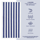 American Soft Linen, Premium Cotton 4 Pack Beach Towels, 30" x 60" Cabana Striped Pool Towels From American Soft Linen