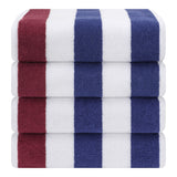 American Soft Linen, Premium Cotton 4 Pack Beach Towels, 30" x 60" Cabana Striped Pool Towels From American Soft Linen