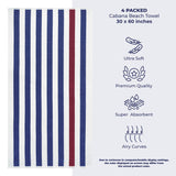 American Soft Linen, Premium Cotton 4 Pack Beach Towels, 30" x 60" Cabana Striped Pool Towels From American Soft Linen