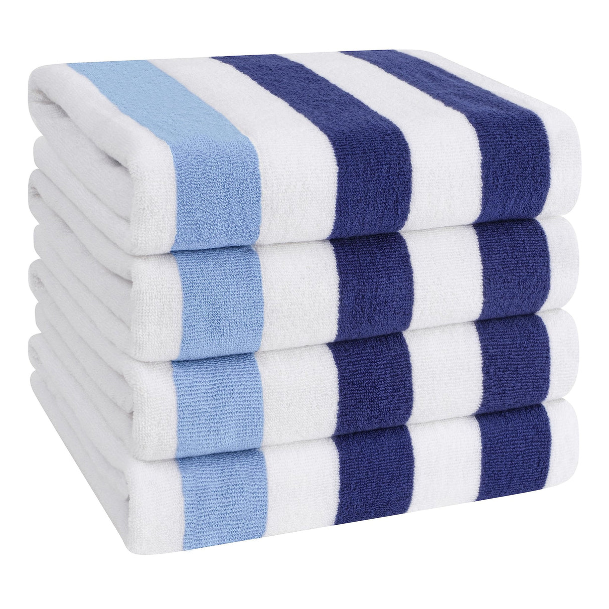 American Soft Linen, Premium Cotton 4 Pack Beach Towels, 30" x 60" Cabana Striped Pool Towels From American Soft Linen