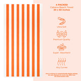 American Soft Linen, Premium Cotton 4 Pack Beach Towels, 30" x 60" Cabana Striped Pool Towels From American Soft Linen