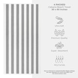 American Soft Linen, Premium Cotton 4 Pack Beach Towels, 30" x 60" Cabana Striped Pool Towels From American Soft Linen