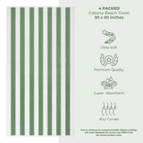 American Soft Linen, Premium Cotton 4 Pack Beach Towels, 30" x 60" Cabana Striped Pool Towels From American Soft Linen