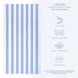 American Soft Linen, Premium Cotton 4 Pack Beach Towels, 30" x 60" Cabana Striped Pool Towels From American Soft Linen
