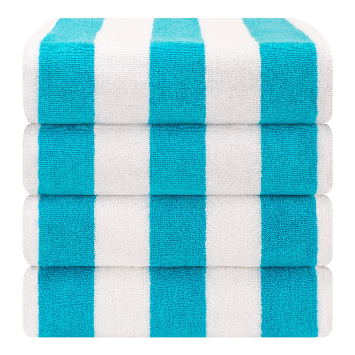 American Soft Linen, Premium Cotton 4 Pack Beach Towels, 30" x 60" Cabana Striped Pool Towels From American Soft Linen