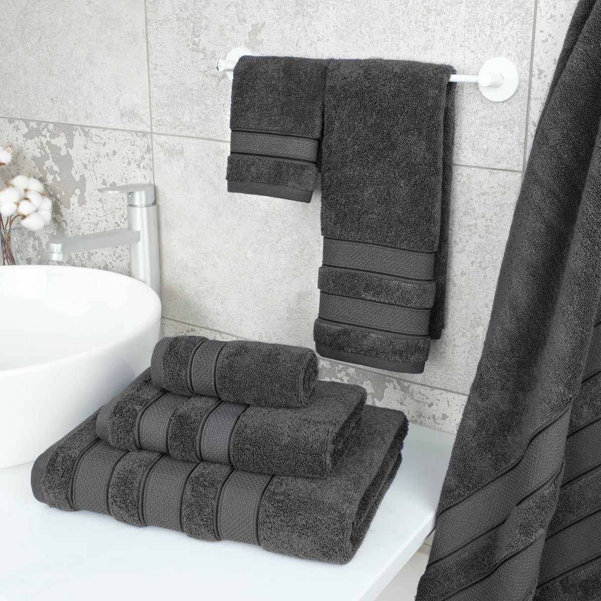 Salem 6 Piece 100% Cotton Luxury Bath Towel Set From American Soft Linen