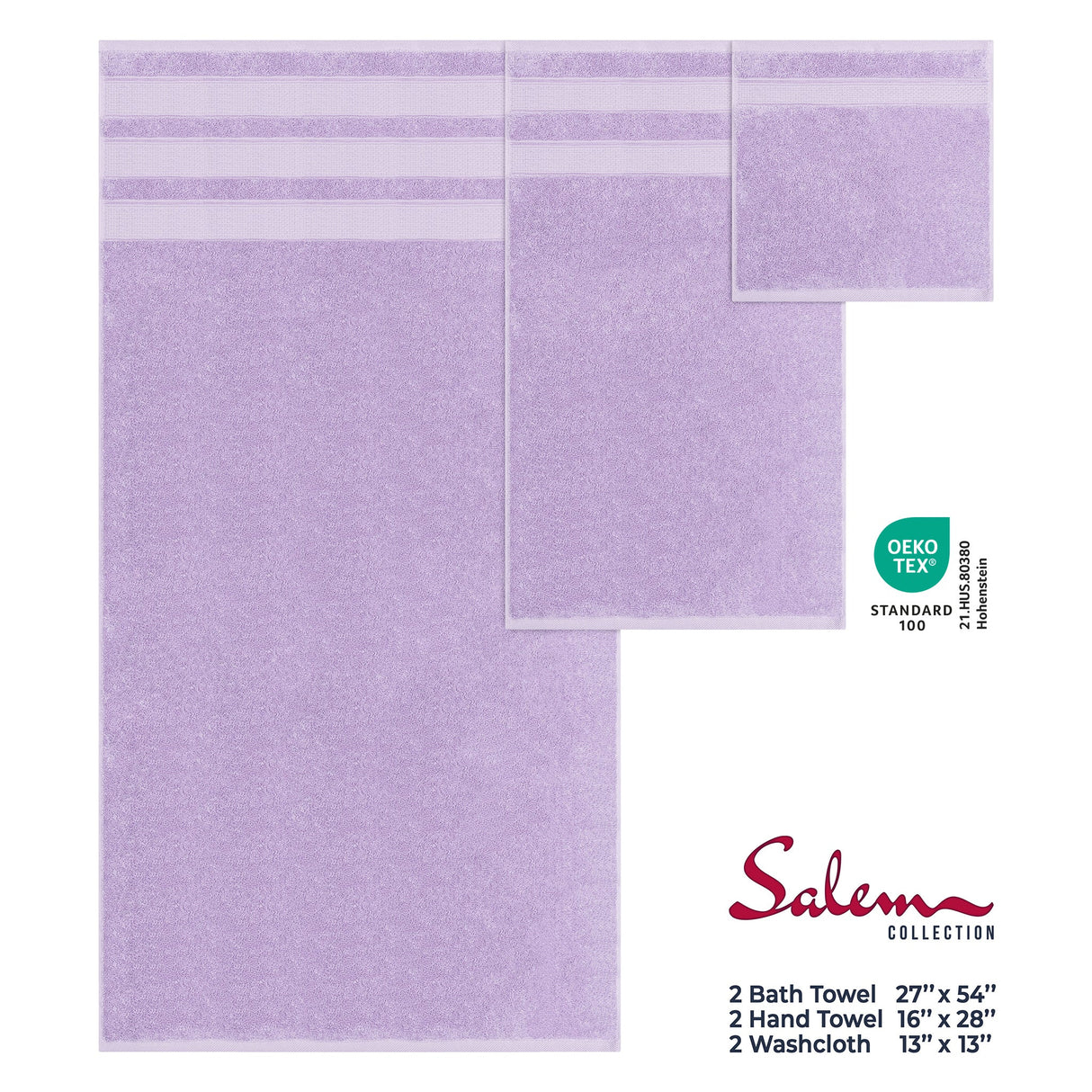 Salem 6 Piece 100% Cotton Luxury Bath Towel Set From American Soft Linen