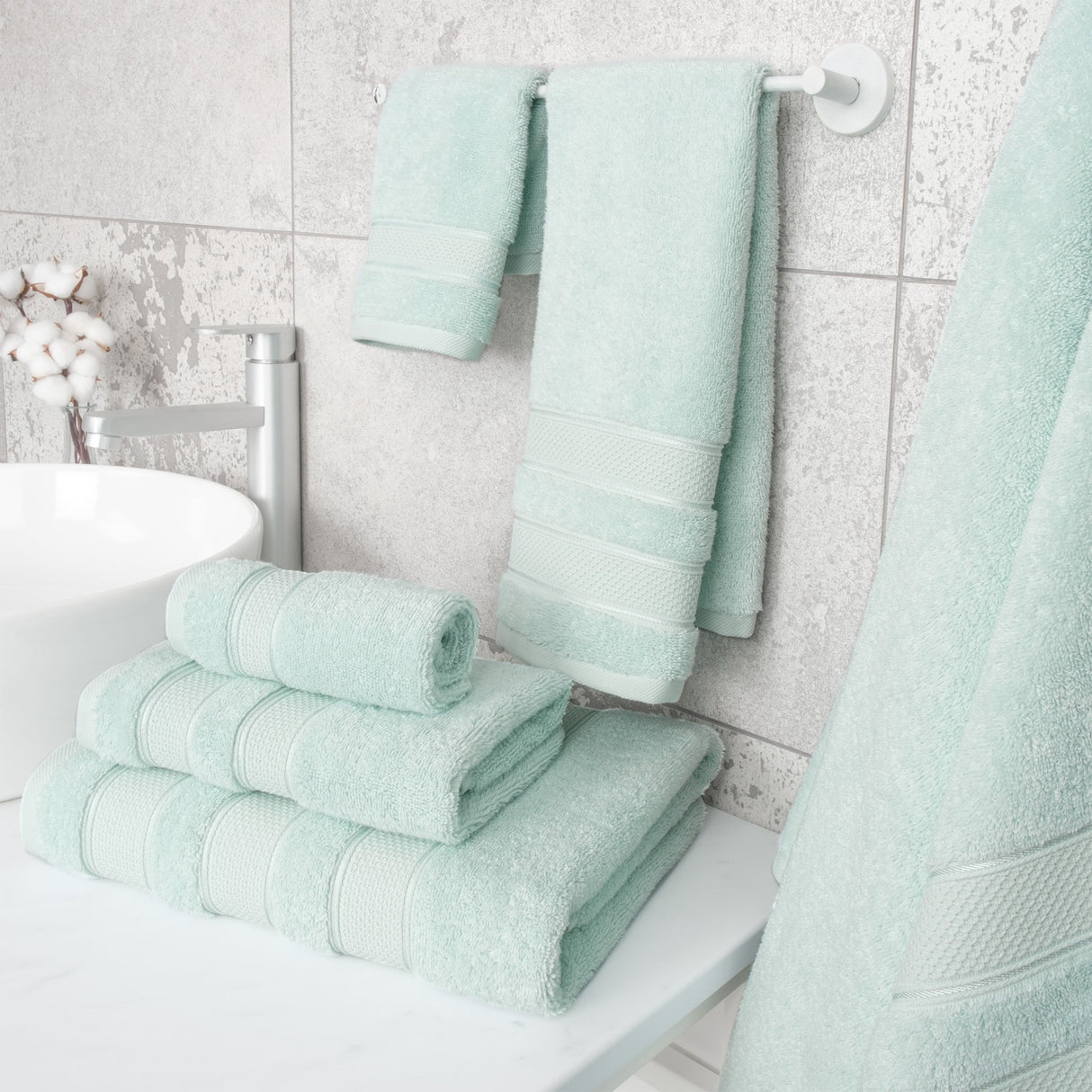 Salem 6 Piece 100% Cotton Luxury Bath Towel Set From American Soft Linen