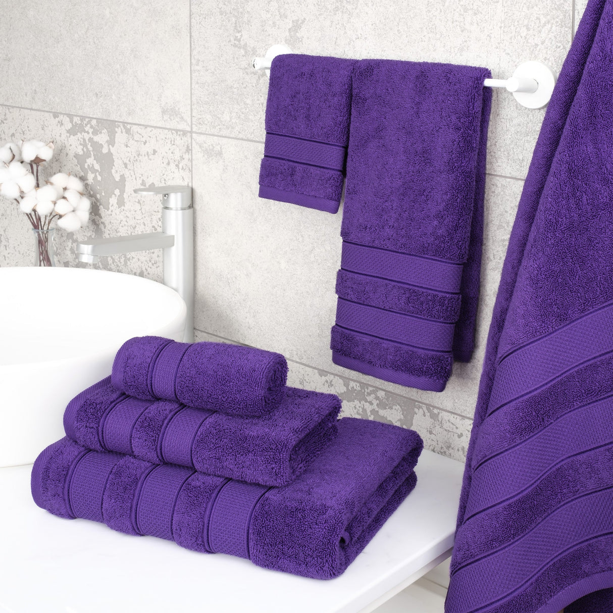 Salem 6 Piece 100% Cotton Luxury Bath Towel Set From American Soft Linen