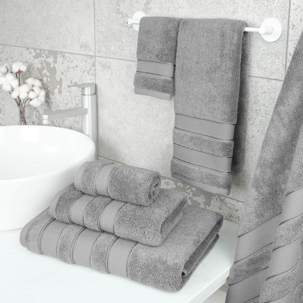 Salem 6 Piece 100% Cotton Luxury Bath Towel Set From American Soft Linen