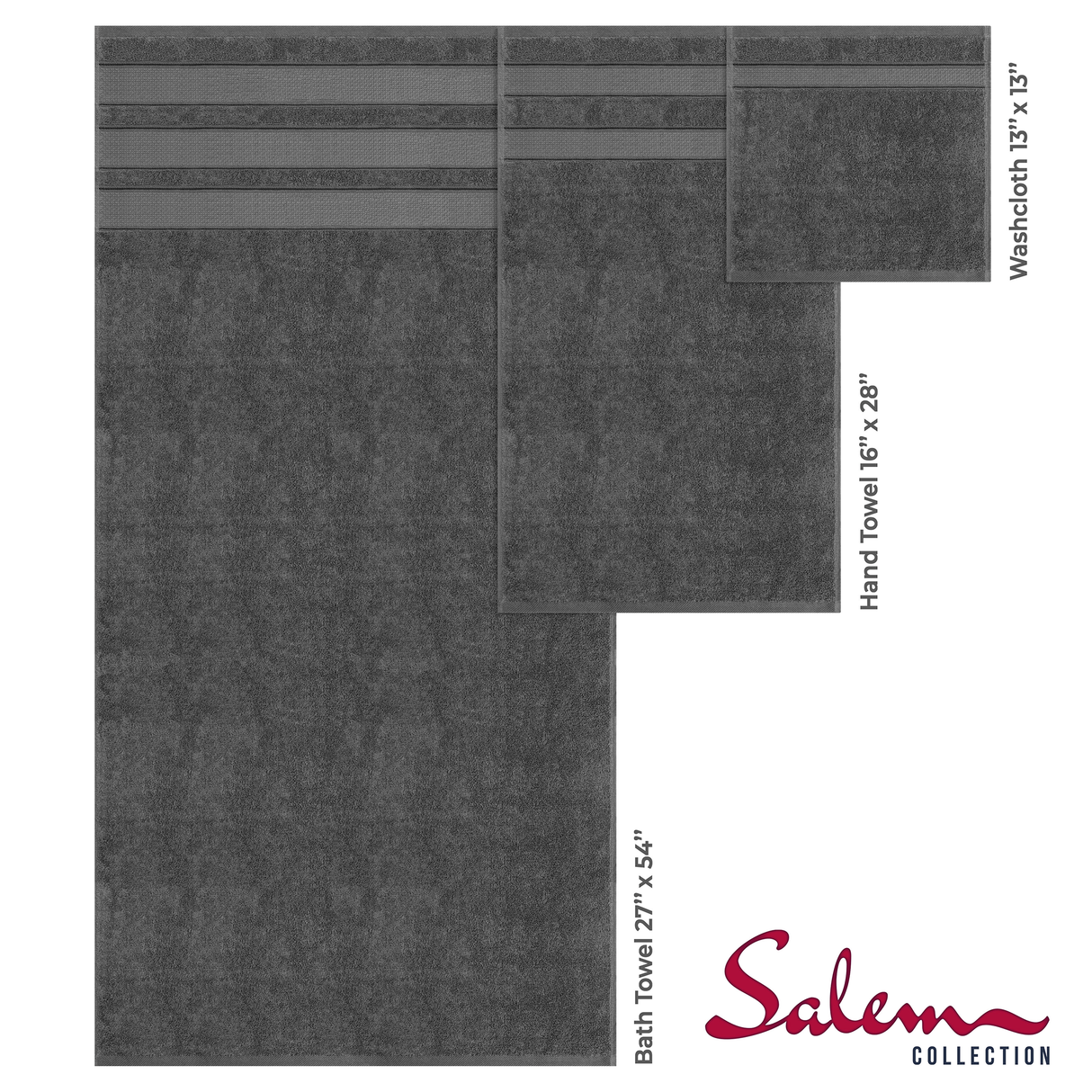 Salem 6 Piece 100% Cotton Luxury Bath Towel Set - 10 Set Case Pack From American Soft Linen