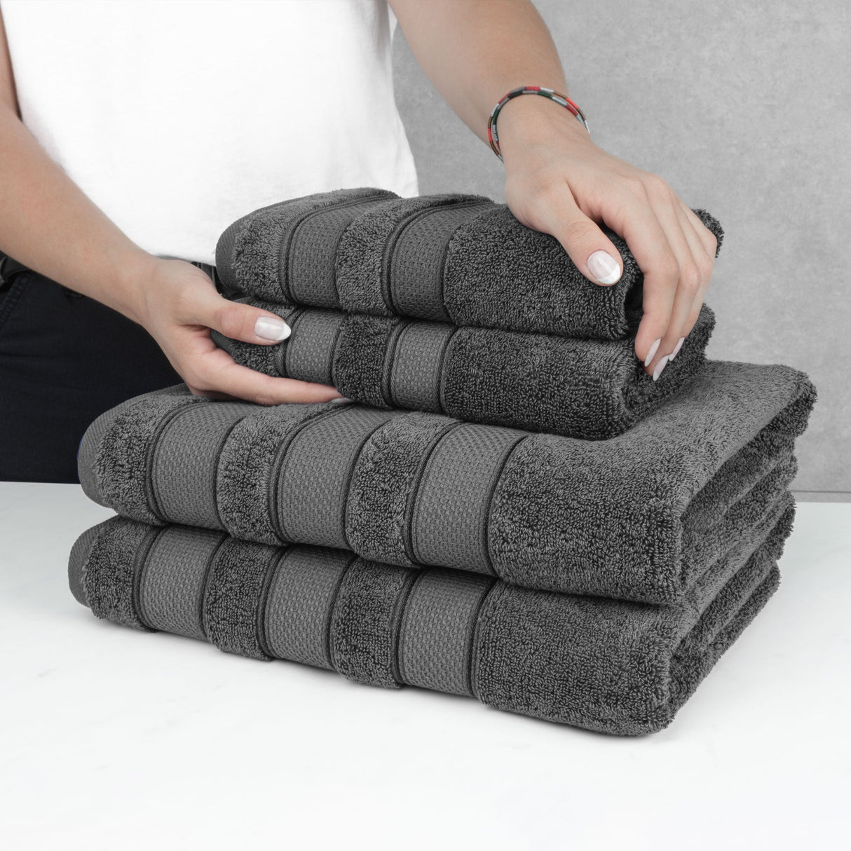 Salem 6 Piece 100% Cotton Luxury Bath Towel Set - 10 Set Case Pack From American Soft Linen