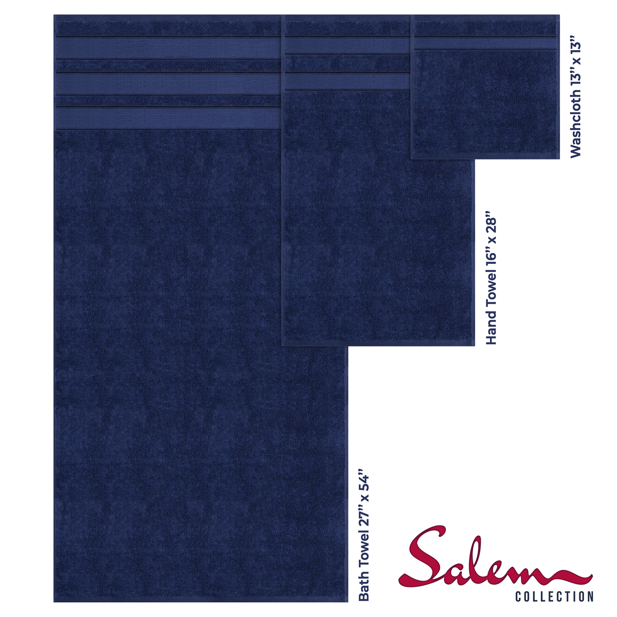Salem 6 Piece 100% Cotton Luxury Bath Towel Set - 10 Set Case Pack From American Soft Linen