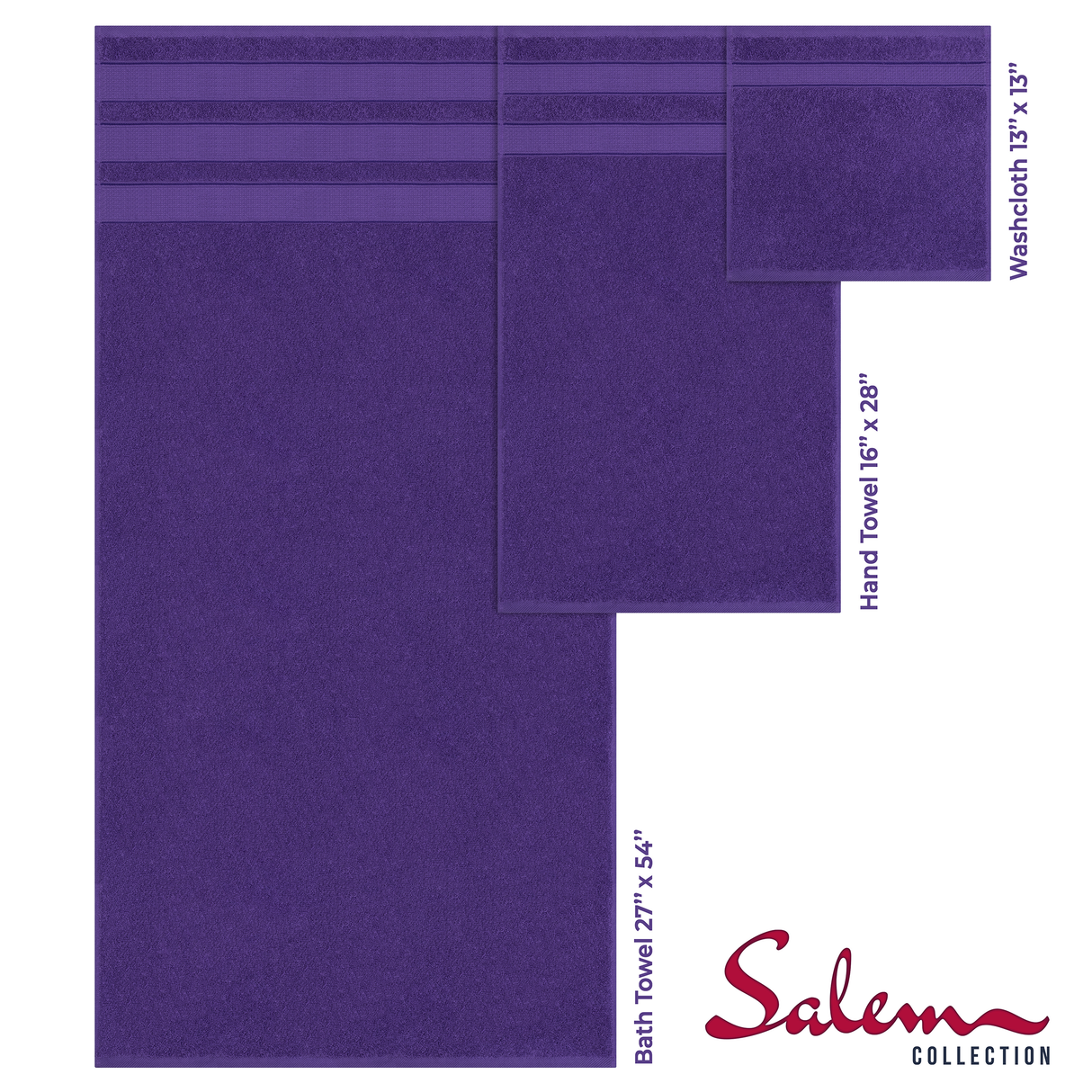 Salem 6 Piece 100% Cotton Luxury Bath Towel Set - 10 Set Case Pack From American Soft Linen