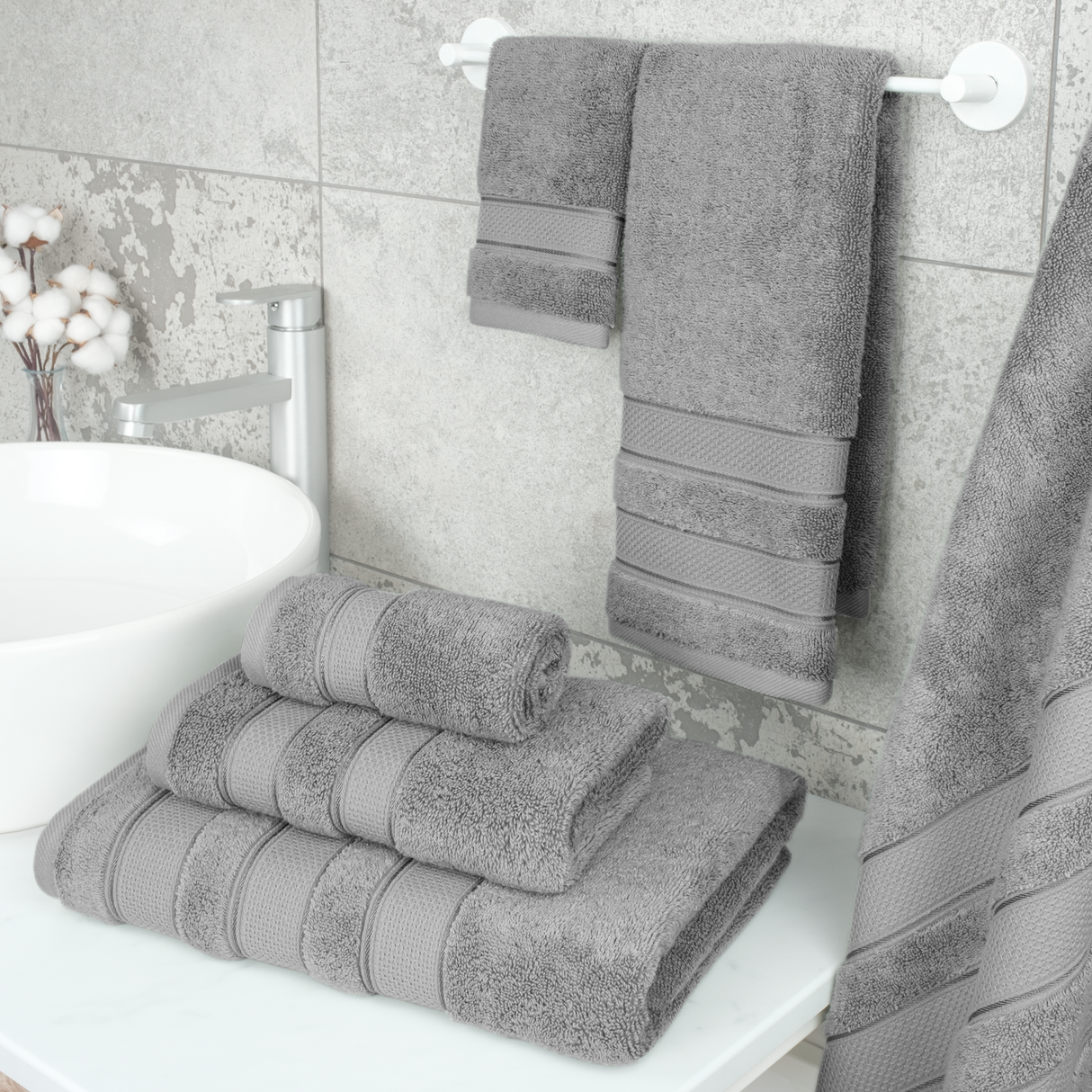 Salem 6 Piece 100% Cotton Luxury Bath Towel Set - 10 Set Case Pack From American Soft Linen