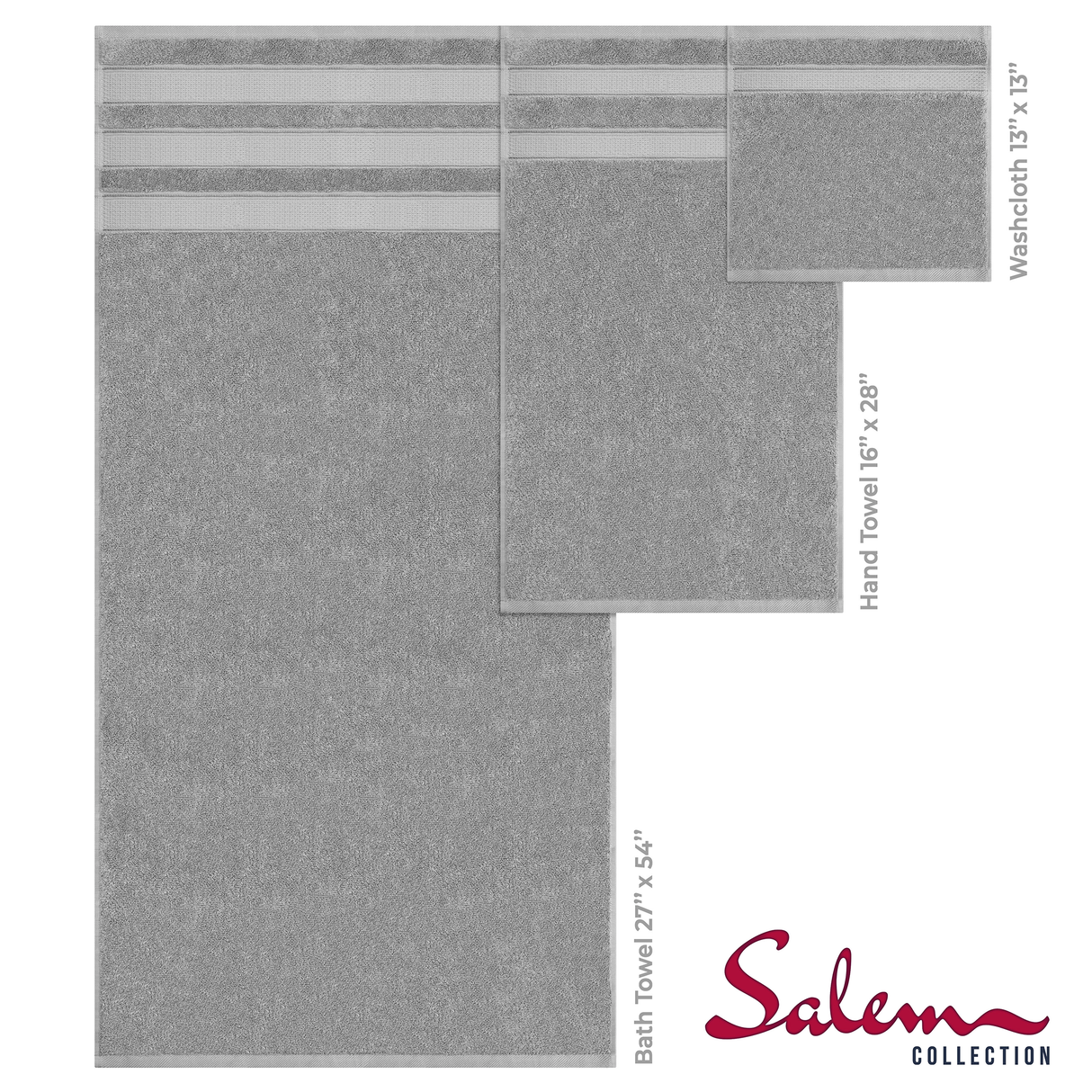 Salem 6 Piece 100% Cotton Luxury Bath Towel Set - 10 Set Case Pack From American Soft Linen