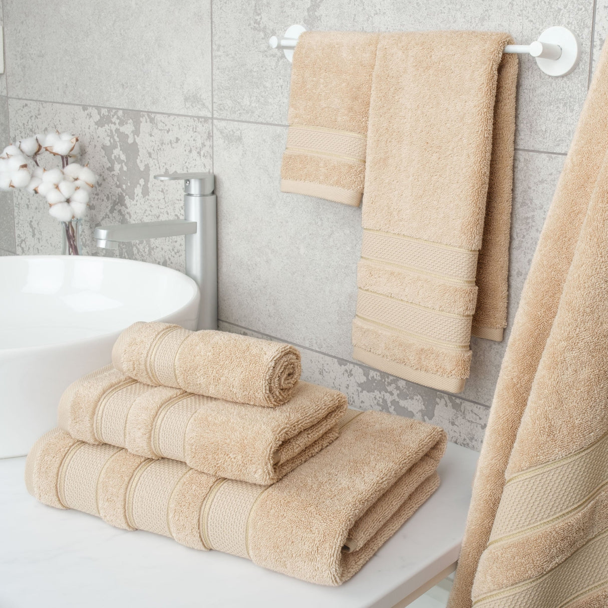 Salem 6 Piece 100% Cotton Luxury Bath Towel Set - 10 Set Case Pack From American Soft Linen