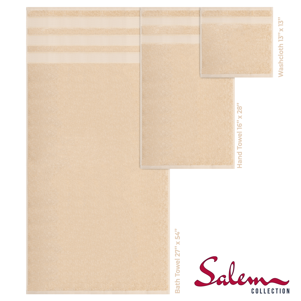 Salem 6 Piece 100% Cotton Luxury Bath Towel Set - 10 Set Case Pack From American Soft Linen