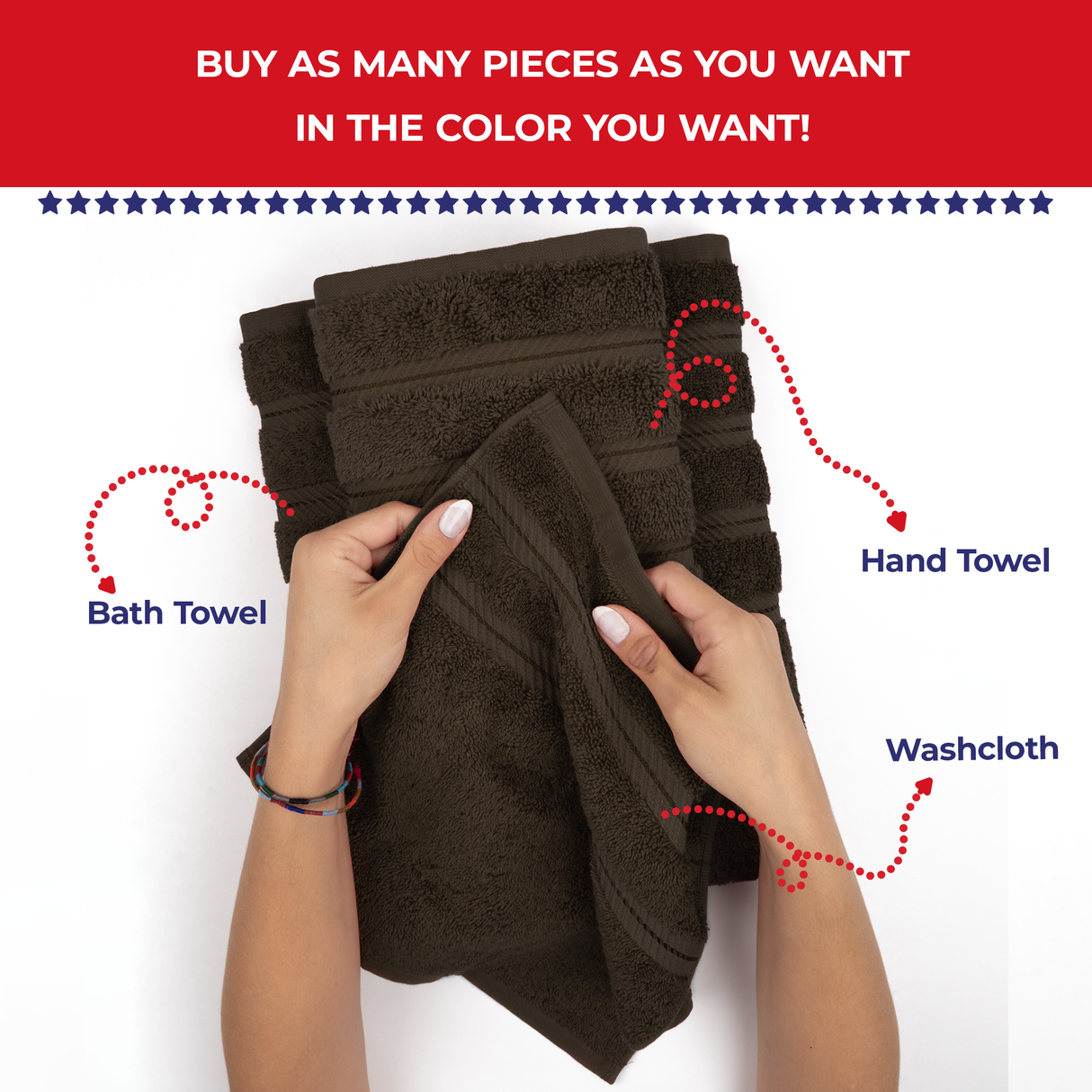 Single Piece - Create Your Set - 100% Cotton Turkish Towels with 20 Different Colors