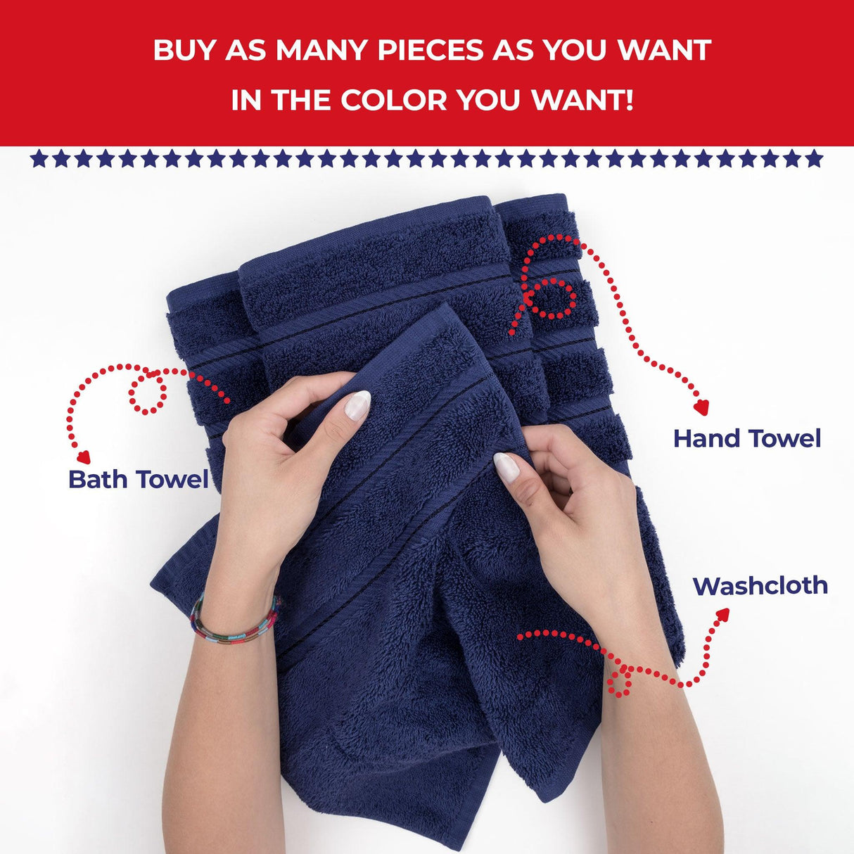 Single Piece - Create Your Set - 100% Cotton Turkish Towels with 20 Different Colors