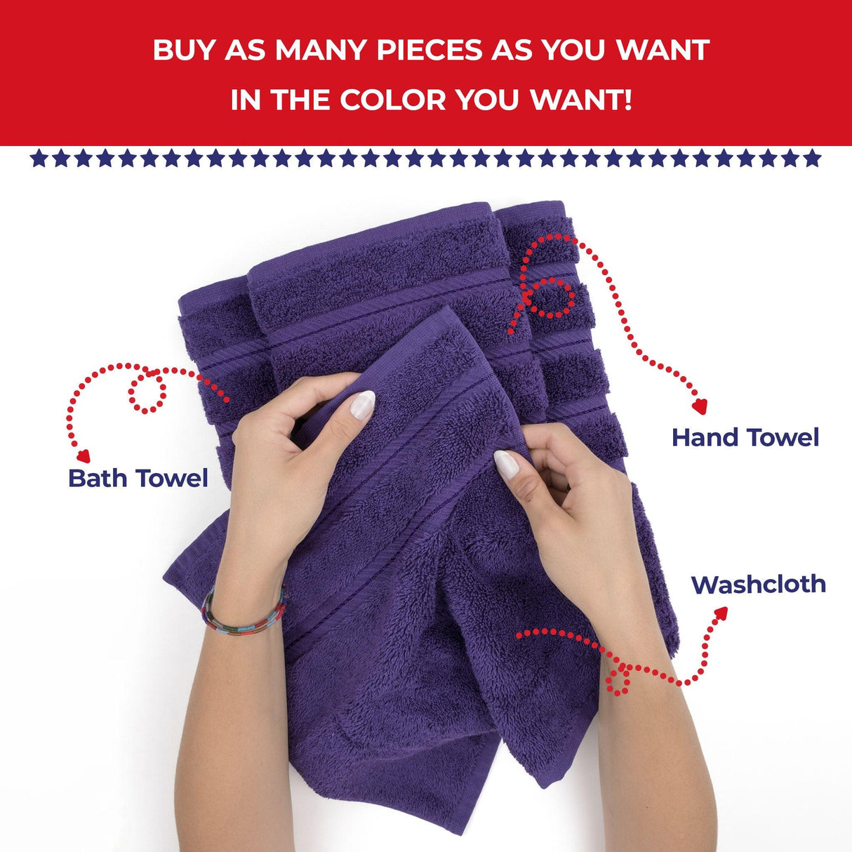 Single Piece - Create Your Set - 100% Cotton Turkish Towels with 20 Different Colors