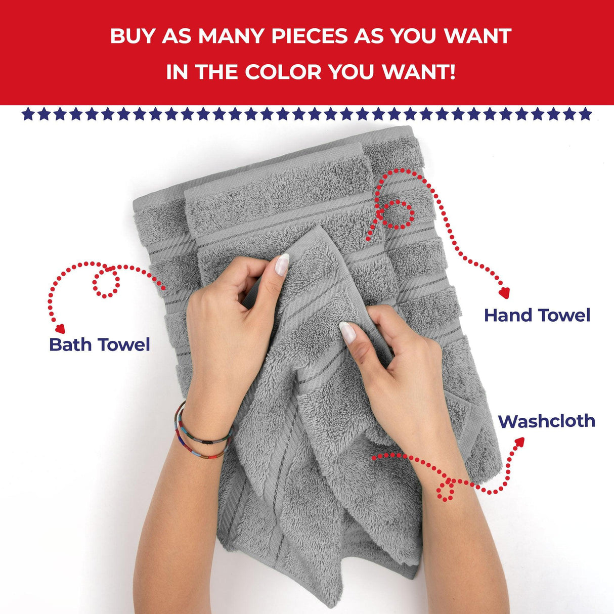 Single Piece - Create Your Set - 100% Cotton Turkish Towels with 20 Different Colors