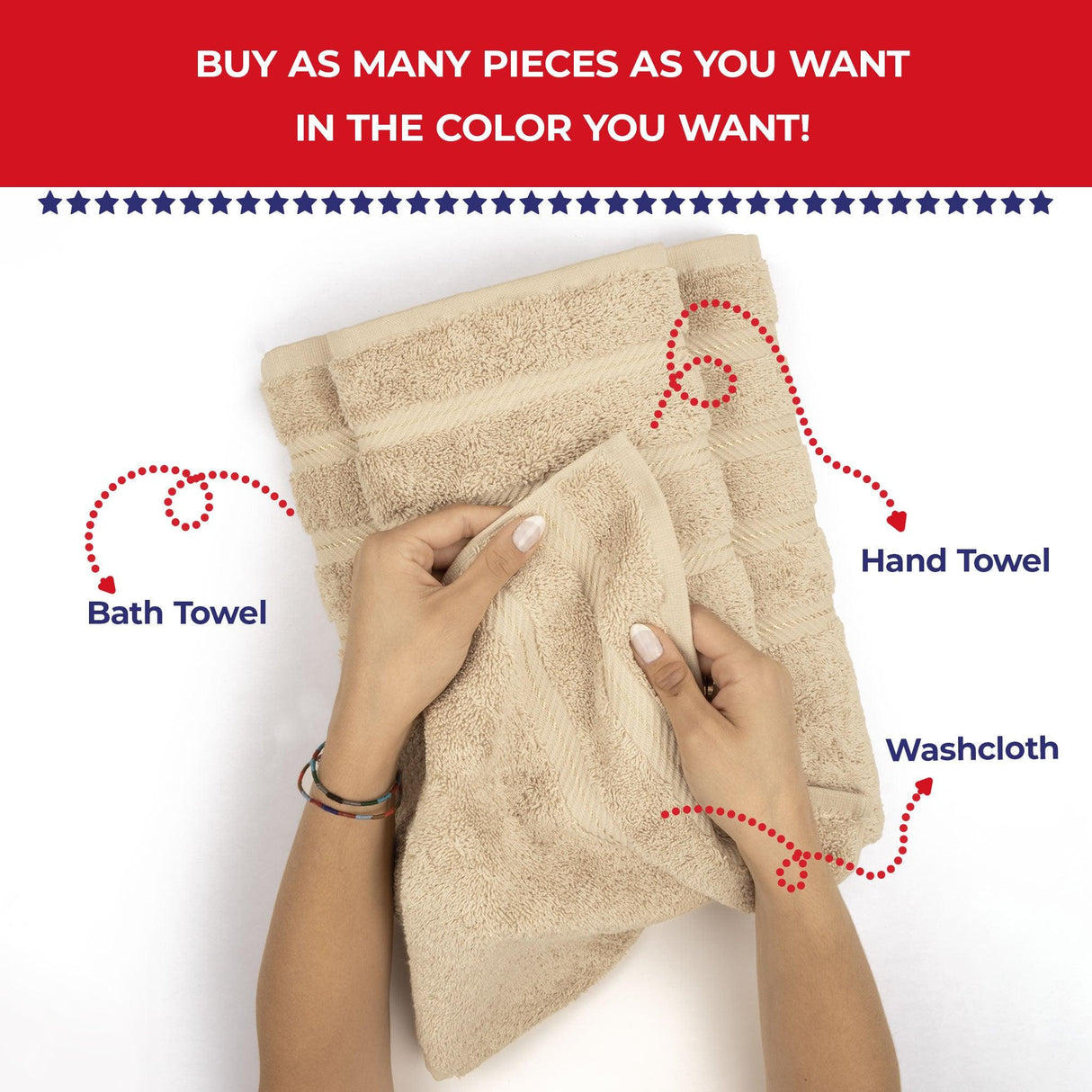 Single Piece - Create Your Set - 100% Cotton Turkish Towels with 20 Different Colors