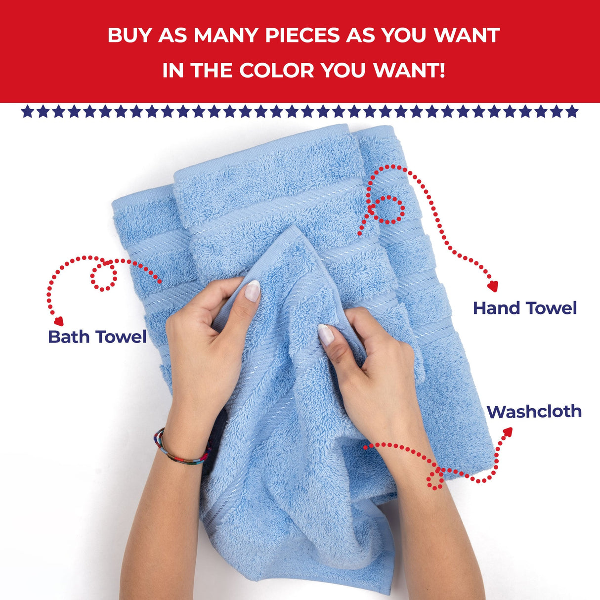 Single Piece - Create Your Set - 100% Cotton Turkish Towels with 20 Different Colors