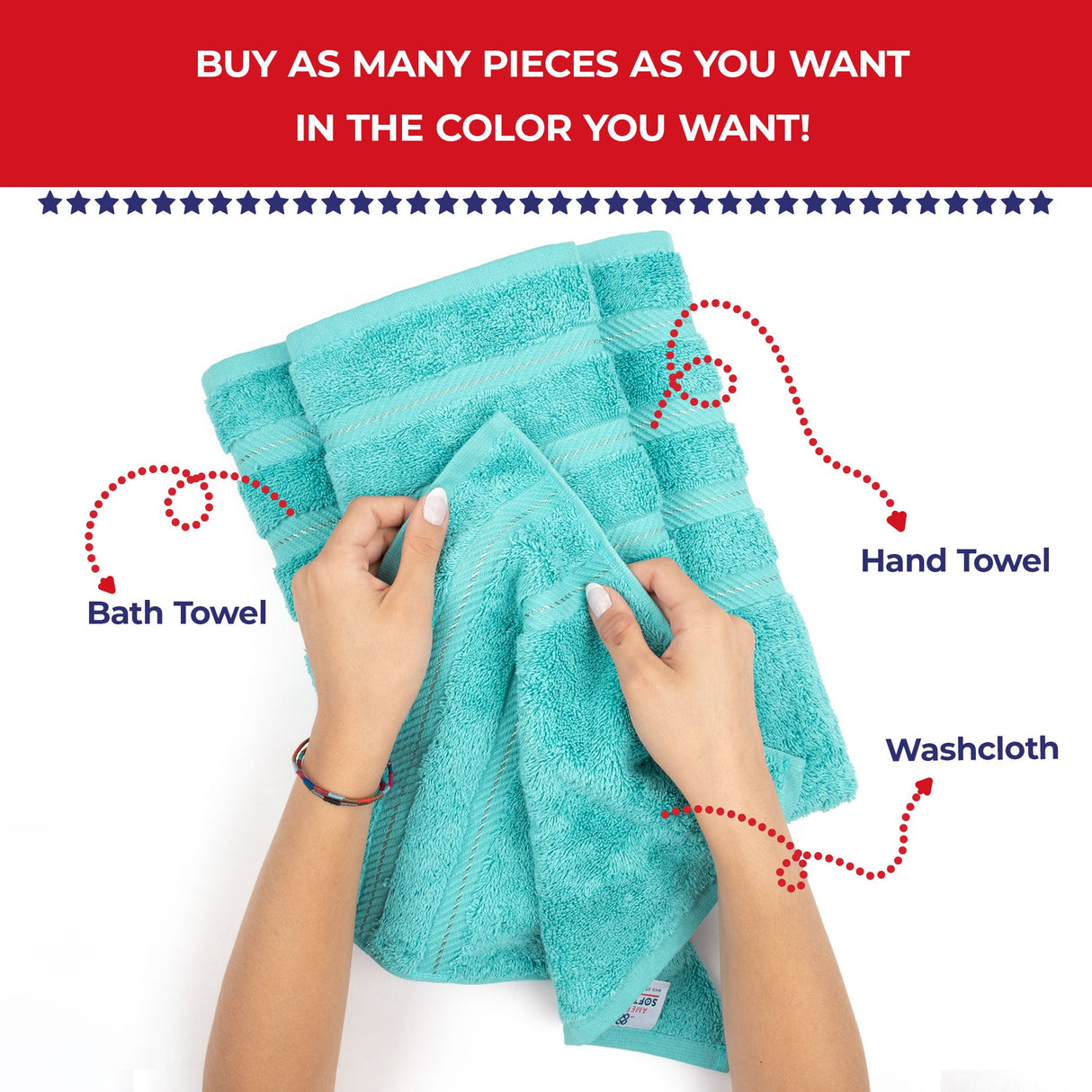 Single Piece - Create Your Set - 100% Cotton Turkish Towels with 20 Different Colors