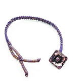 Amethyst Braided Leather Swarovski Crystal Square Button Bracelet from Alexa Martha Designs