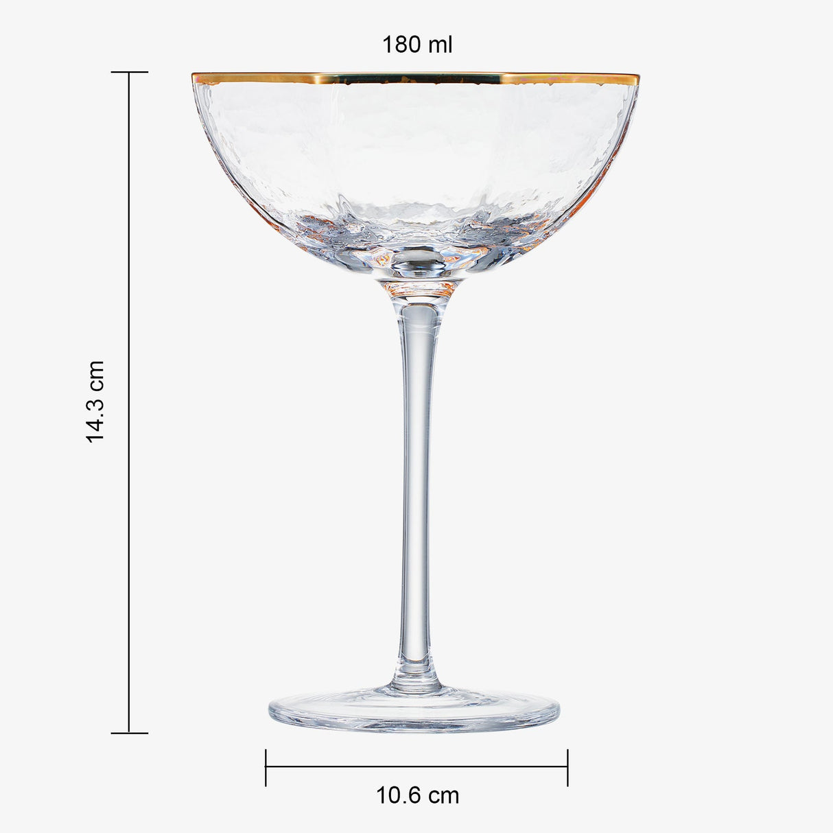 Vintage Crystal Champagne Coupe Gold Rim Hexagonal Angled Glasses | Set of 4 | 6 oz, Art Deco Rim Classic Cocktail Glassware - Martini, Cosmopolitan, Sidecar, Daiquiri | 1920s Style Saucer Goblets from The Wine Savant