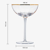 Vintage Crystal Champagne Coupe Gold Rim Hexagonal Angled Glasses | Set of 4 | 6 oz, Art Deco Rim Classic Cocktail Glassware - Martini, Cosmopolitan, Sidecar, Daiquiri | 1920s Style Saucer Goblets from The Wine Savant