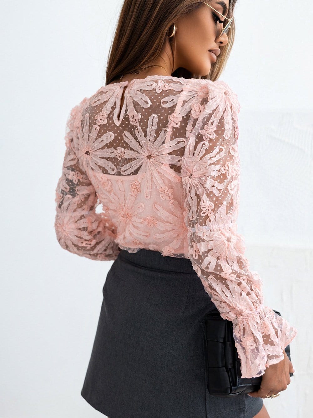 Appealing Pink Mesh Top from MsDressly