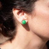 Apple Green Small Retro Button Stud Earrings from Leetie Lovendale