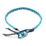 Aqua Hematite Bead Braided Square Swarovski Crystal Button Bracelet from Alexa Martha Designs