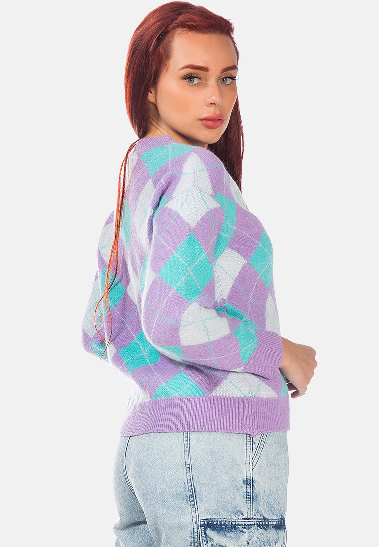 Argyle Checks Full Sleeve Cardigan from London Rag International