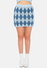 Argyle Checks Knitted Mini Skirt from London Rag International