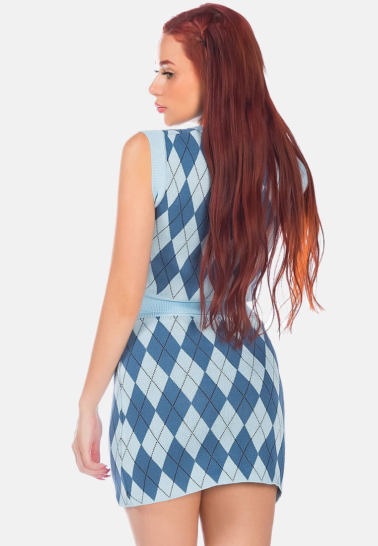 Argyle Checks Knitted Mini Skirt from London Rag International